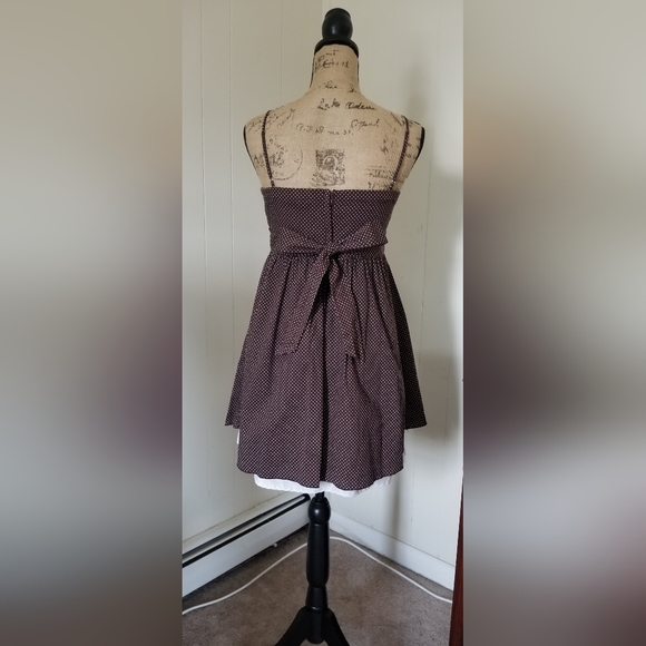 Speechless Brand Adorable Babydoll Sundress Brown W/White Polka Dots & Daisies - Picture 4 of 6